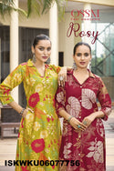 Discharge Printed A-Line Viscose Silk Kurti With Pant-ISKWKU06077756