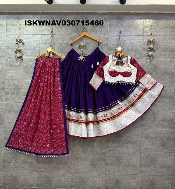 Sequined Cotton Lehenga With Blouse And Dupatta-ISKWNAV030715460