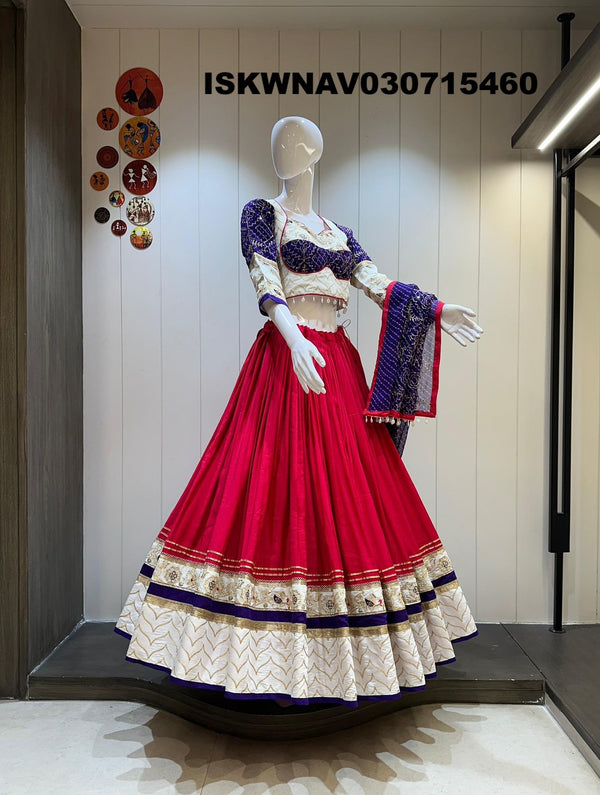 Sequined Cotton Lehenga With Blouse And Dupatta-ISKWNAV030715460