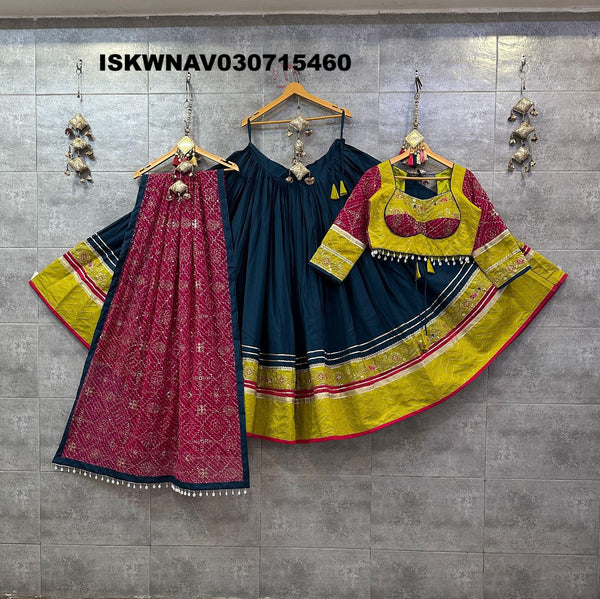 Sequined Cotton Lehenga With Blouse And Dupatta-ISKWNAV030715460