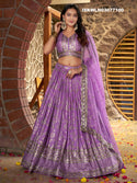 Embroidered Dola Silk Jacquard Lehenga With Blouse Organza Dupatta-ISKWLH03077100