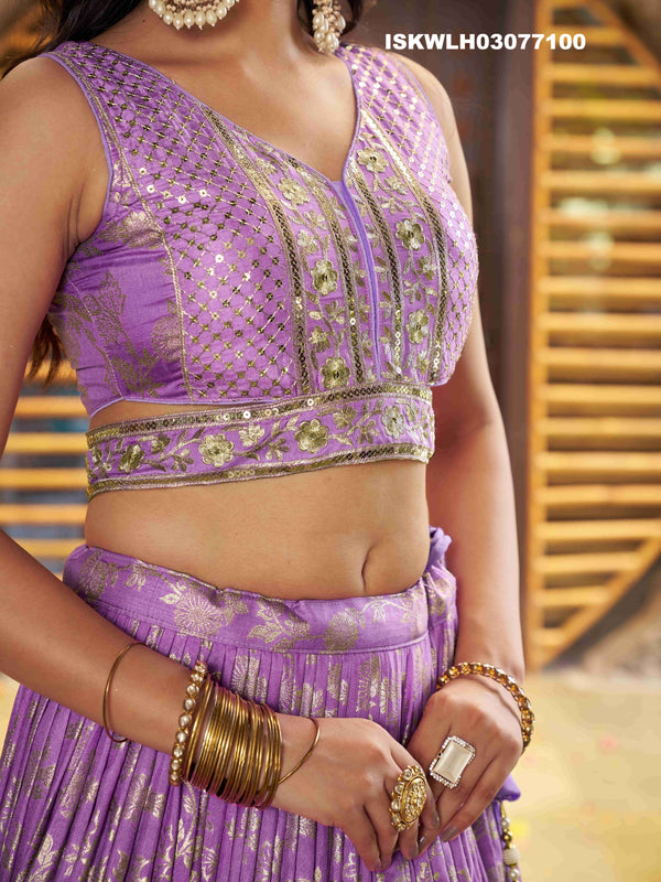 Embroidered Dola Silk Jacquard Lehenga With Blouse Organza Dupatta-ISKWLH03077100