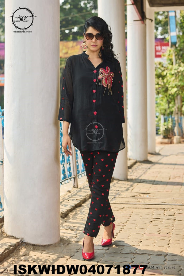 Embroidered Silk Co-Ord Set-ISKWIDW04071877