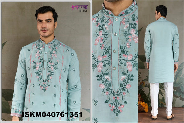 Men's Embroidered Viscose silk Kurta-ISKM040761351/52/53/54/55/56