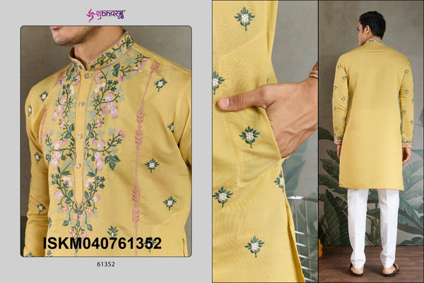 Men's Embroidered Viscose silk Kurta-ISKM040761351/52/53/54/55/56