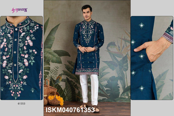 Men's Embroidered Viscose silk Kurta-ISKM040761351/52/53/54/55/56