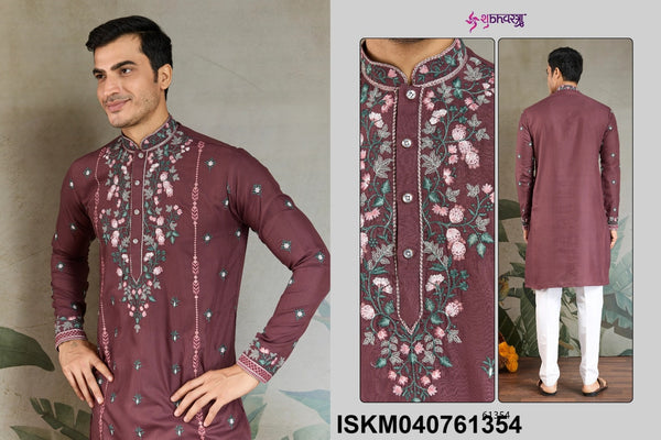 Men's Embroidered Viscose silk Kurta-ISKM040761351/52/53/54/55/56