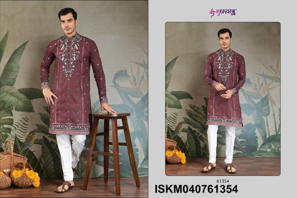 Men's Embroidered Viscose silk Kurta-ISKM040761351/52/53/54/55/56