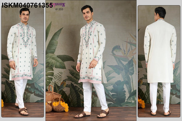 Men's Embroidered Viscose silk Kurta-ISKM040761351/52/53/54/55/56