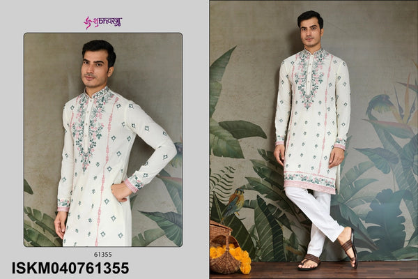 Men's Embroidered Viscose silk Kurta-ISKM040761351/52/53/54/55/56