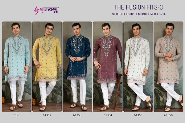 Men's Embroidered Viscose silk Kurta-ISKM040761351/52/53/54/55/56