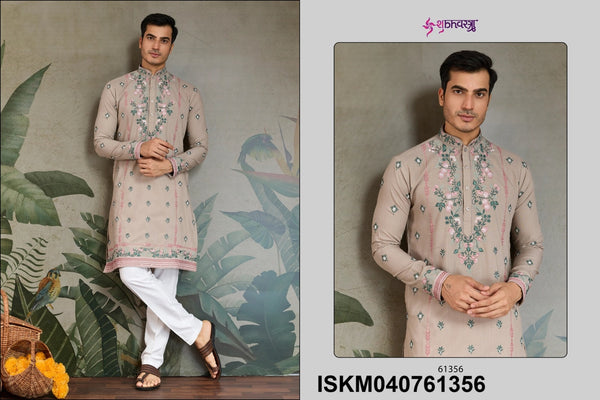 Men's Embroidered Viscose silk Kurta-ISKM040761351/52/53/54/55/56