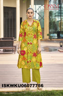 Discharge Printed A-Line Viscose Silk Kurti With Pant-ISKWKU06077756