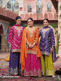 Embroidered Chinon Kurti With Sharara And Dupatta-ISKWSH040726991