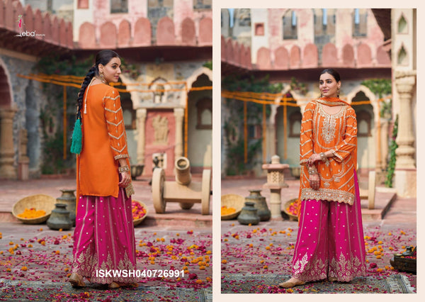 Embroidered Chinon Kurti With Sharara And Dupatta-ISKWSH040726991