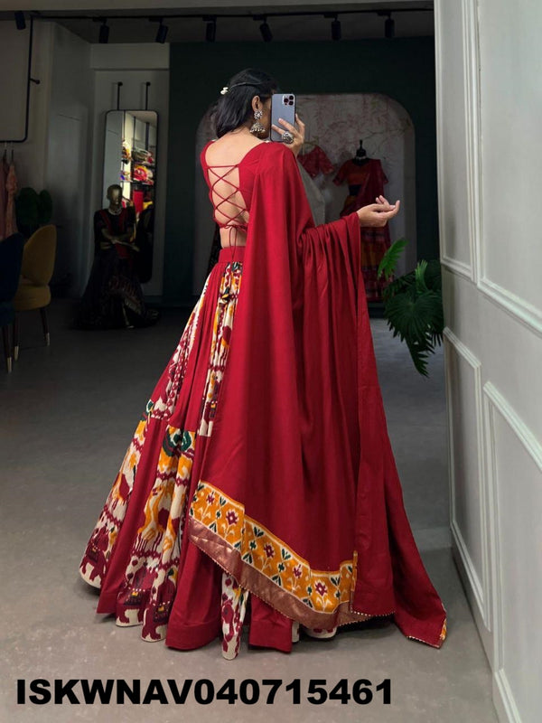Printed Rayon Silk Lehenga With Blouse And Dupatta-ISKWNAV040715461