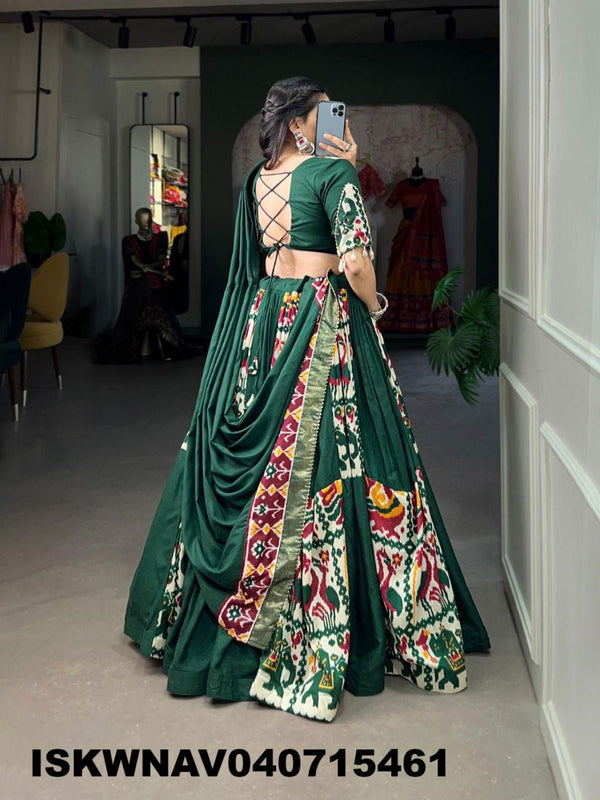 Printed Rayon Silk Lehenga With Blouse And Dupatta-ISKWNAV040715461
