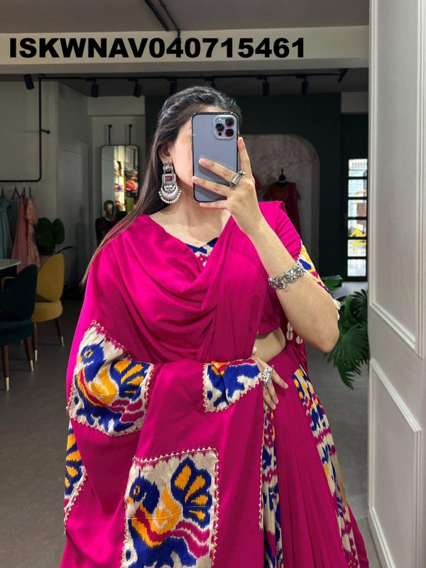 Printed Rayon Silk Lehenga With Blouse And Dupatta-ISKWNAV040715461