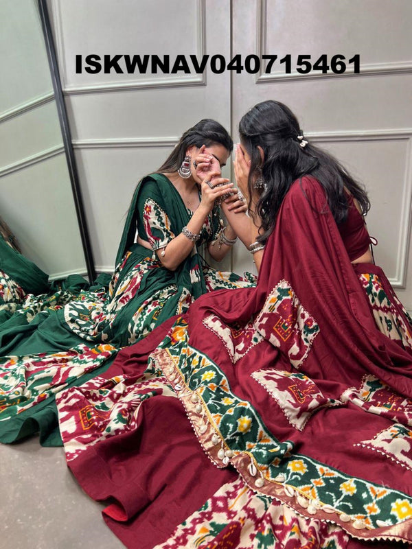Printed Rayon Silk Lehenga With Blouse And Dupatta-ISKWNAV040715461