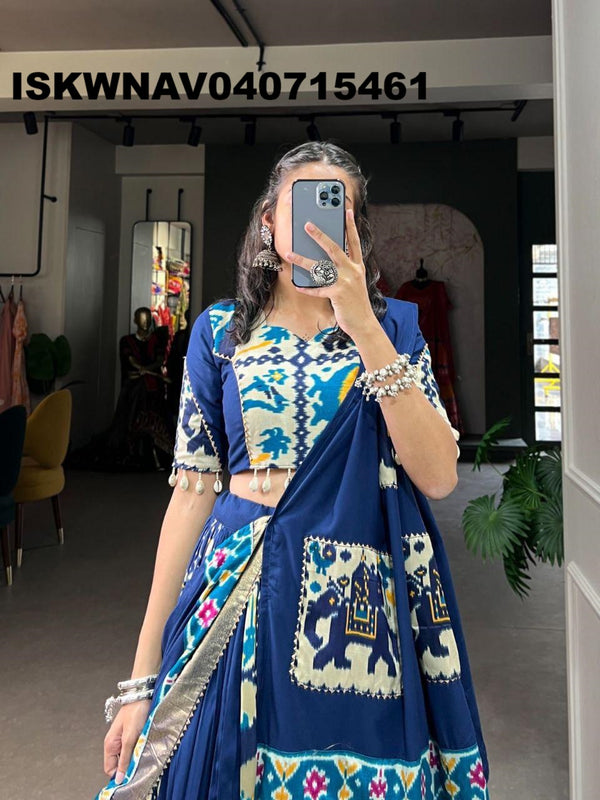 Printed Rayon Silk Lehenga With Blouse And Dupatta-ISKWNAV040715461
