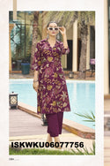 Discharge Printed A-Line Viscose Silk Kurti With Pant-ISKWKU06077756