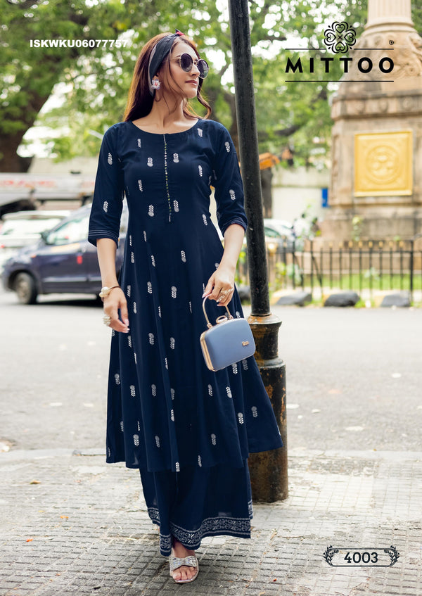 Printed Rayon Kurti With Palazzo-ISKWKU06077757