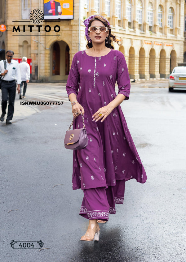 Printed Rayon Kurti With Palazzo-ISKWKU06077757