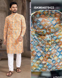 Men's Digital Printed Cotton Schiffli Kurta With Cotton Pajama-ISKM04075422
