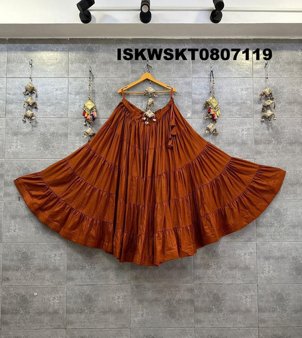 Rayon Cotton Tiered Skirt-ISKWSKT0807119
