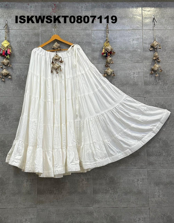 Rayon Cotton Tiered Skirt-ISKWSKT0807119
