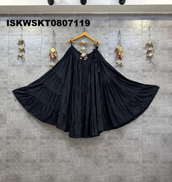 Rayon Cotton Tiered Skirt-ISKWSKT0807119