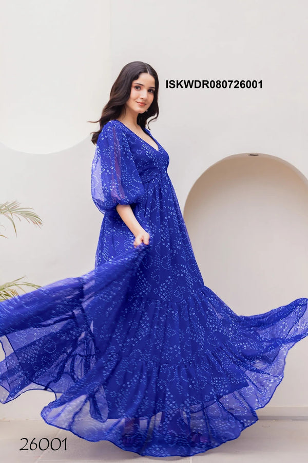 Digital Printed Georgette Dress-ISKWDR080726001
