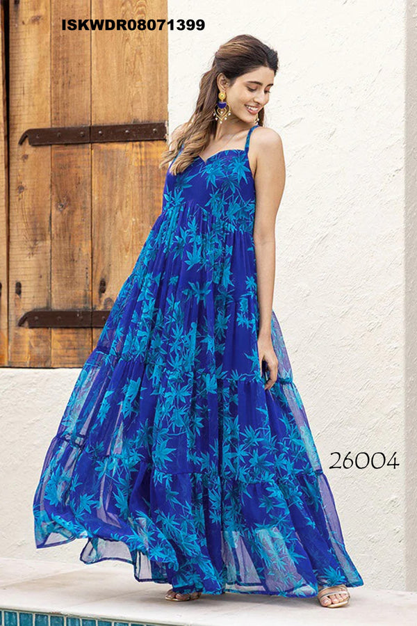 Digital Printed Georgette Dress-ISKWDR08071399