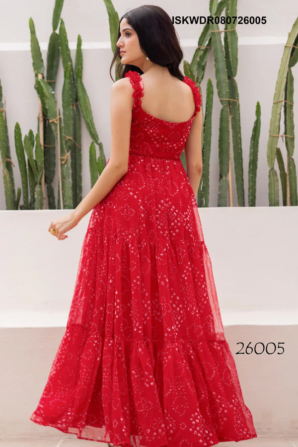 Digital Printed Georgette Dress-ISKWDR080726005