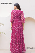 Digital Printed Georgette Dress-ISKWDR080726003