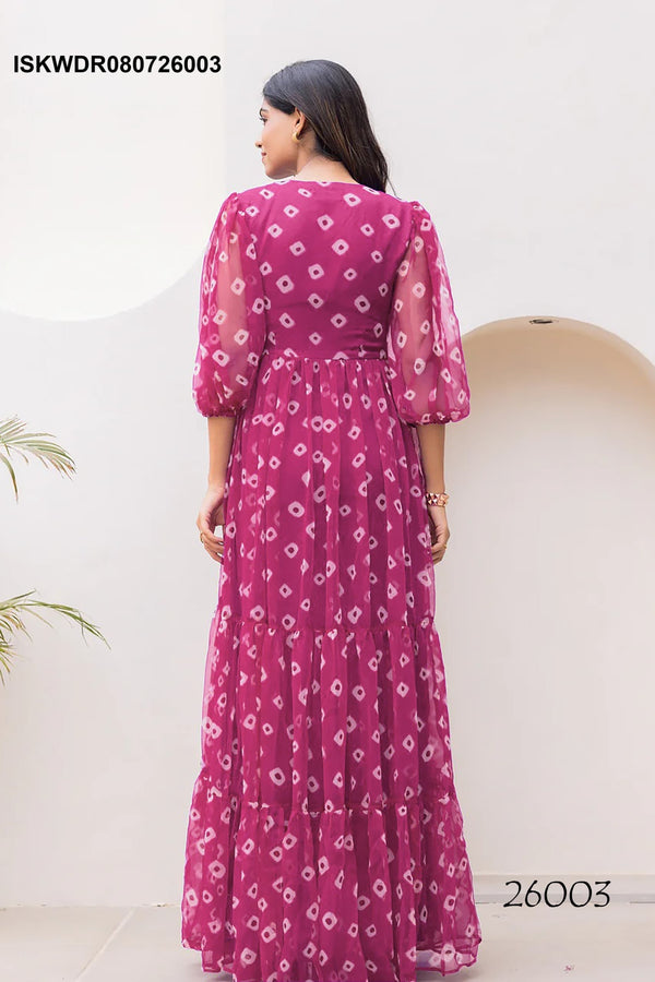 Digital Printed Georgette Dress-ISKWDR080726003