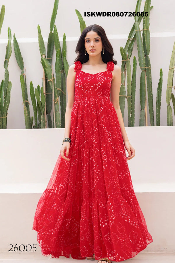 Digital Printed Georgette Dress-ISKWDR080726005