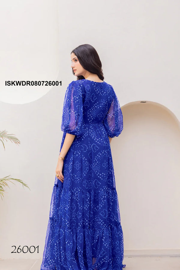Digital Printed Georgette Dress-ISKWDR080726001