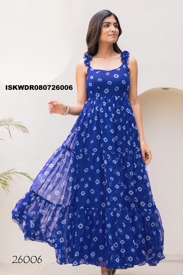 Digital Printed Georgette Dress-ISKWDR080726006