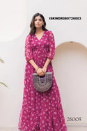 Digital Printed Georgette Dress-ISKWDR080726003