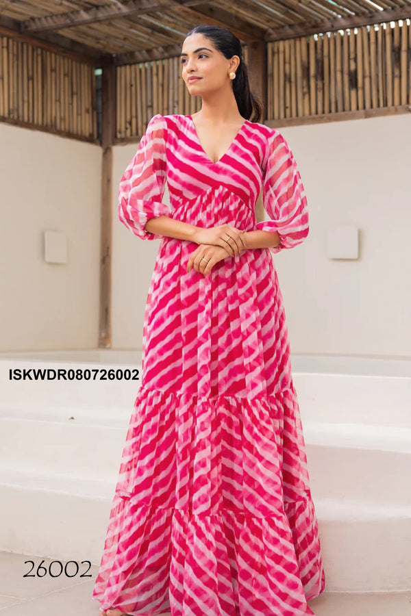 Digital Printed Georgette Dress-ISKWDR080726002