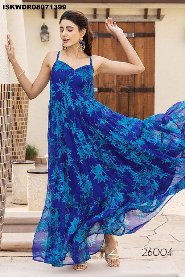 Digital Printed Georgette Dress-ISKWDR08071399