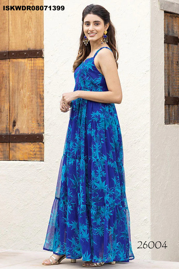 Digital Printed Georgette Dress-ISKWDR08071399