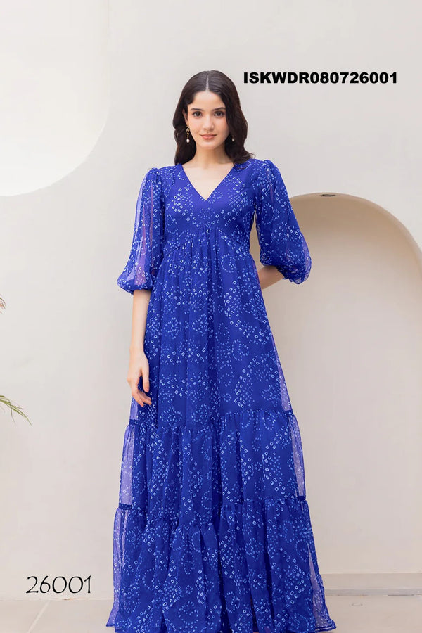 Digital Printed Georgette Dress-ISKWDR080726001