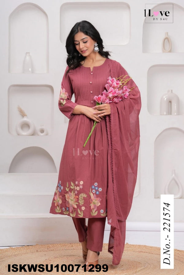 Printed Cotton Kurti With Pant And Dupatta-ISKWSU10071299