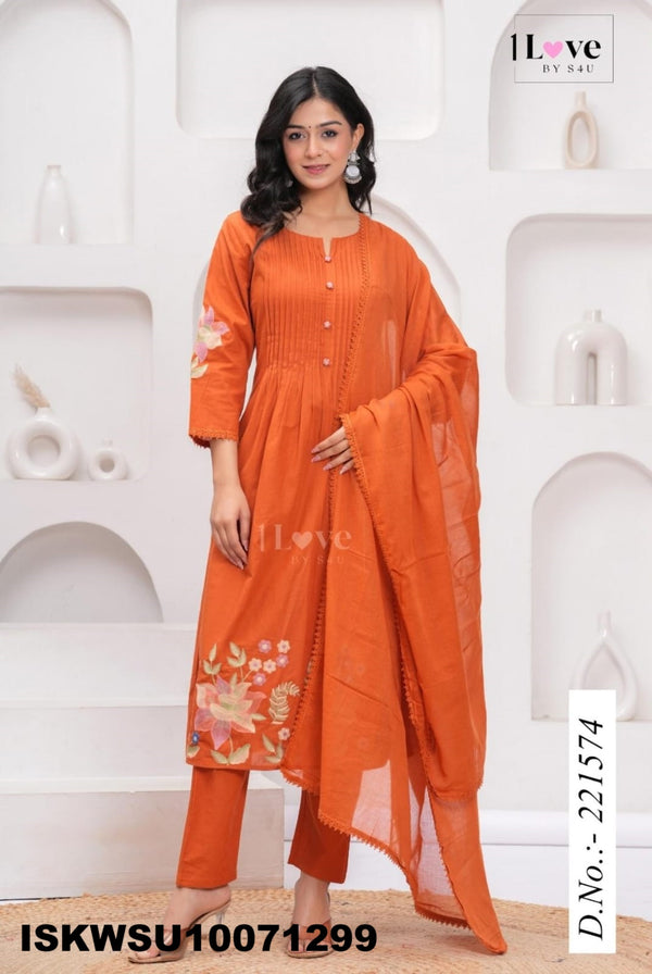 Printed Cotton Kurti With Pant And Dupatta-ISKWSU10071299