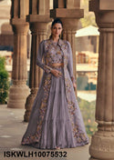 Embroidered Chinon Silk Lehenga With Blouse And Organza Silk Shrug-ISKWLH10075532