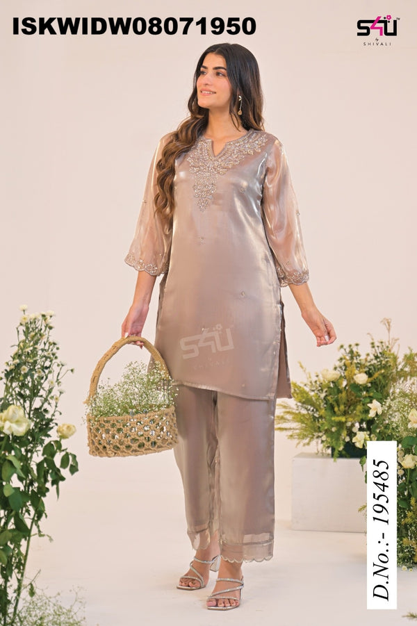 Embroidered Tissue Silk Co-Ord Set-ISKWIDW08071950