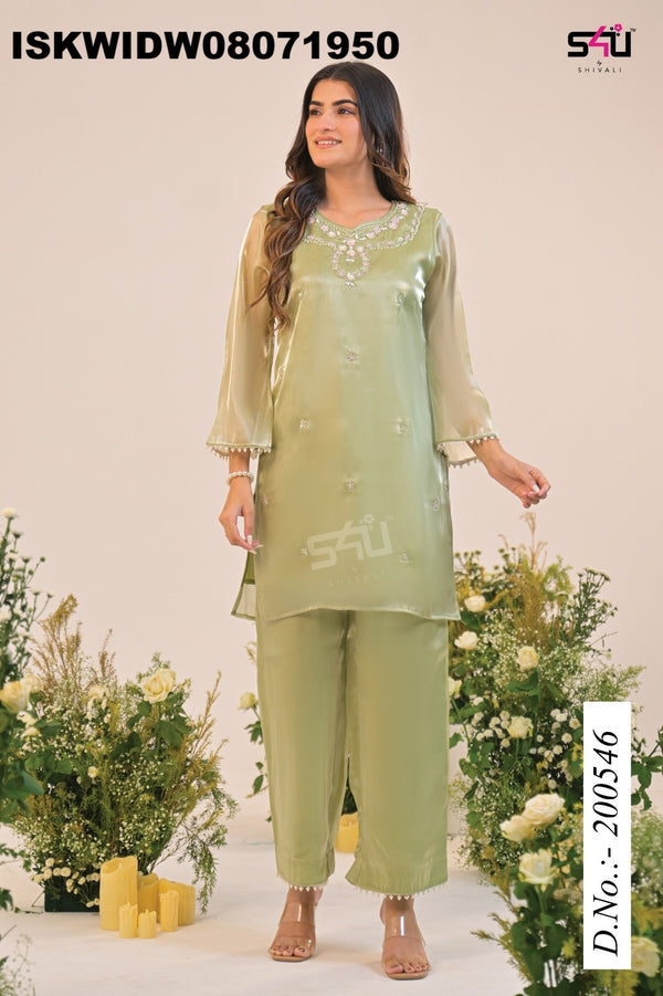 Embroidered Tissue Silk Co-Ord Set-ISKWIDW08071950