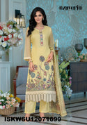 Embroidered Organza Kurti With Silk Pant And Digital Printed Dupatta-ISKWSU12071699